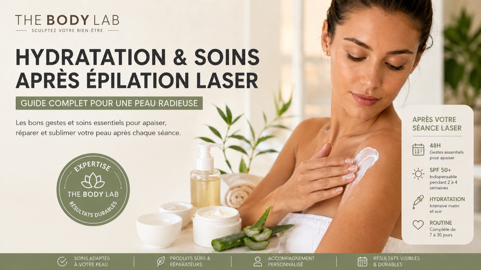 Hydratation et soins après épilation laser
